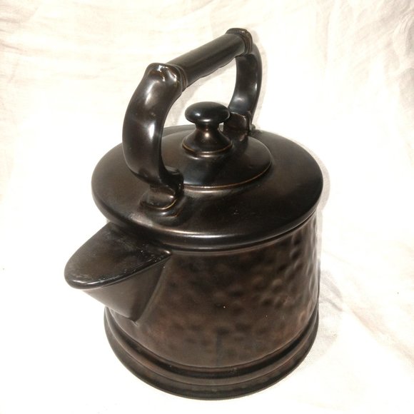 McCoy Vintage Cookie Jar Cabin Cottage Decor Rustic Bronze PotteryTeapot - Picture 2 of 8